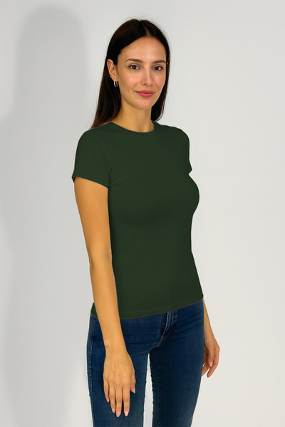 Betimoda Women's Short Sleeve Crew Neck Bodysuit Army Green