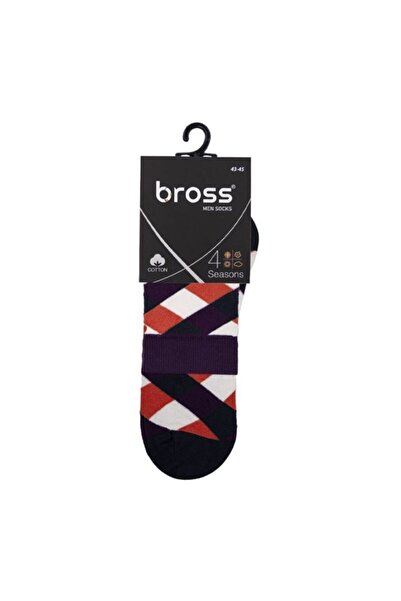 Bross Men's Plaid Pattern Single Sock Orange