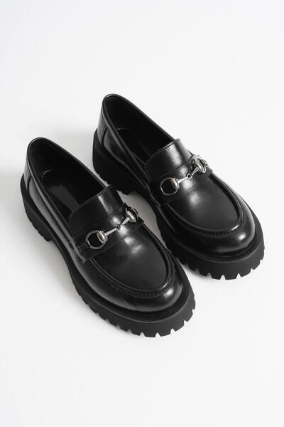 Zerenyus Doria Premium Buckle Детайлни черни ежедневни мокасини