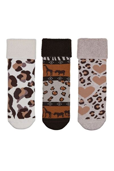 Bross Ethnic leopard print 3-piece towel women's socks
