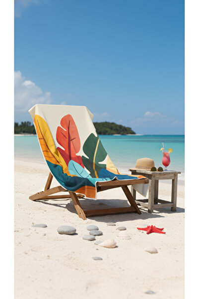 BETHA Leaves Printed Cotton Beach Towel – Patterned Design – 75X150 cm