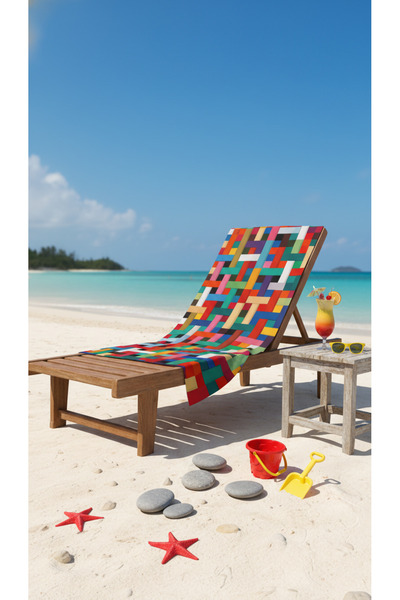 BETHA منشفة شاطئ قطنية منسوجة ملونة بنمط واحد – تصميم منقوش – 75x150 سم