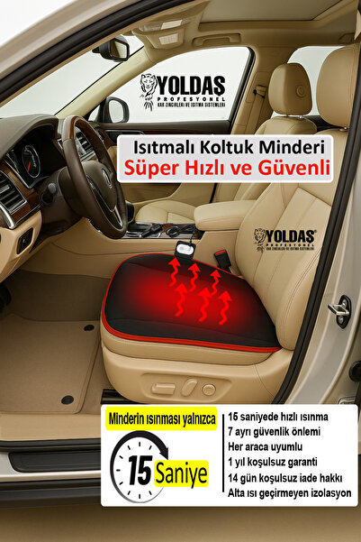 Genel Markalar Yoldaş Isıtmalı Oto Koltuk Minderi Tekli, Siyah Renk 15 Saniyede Hızlı Isıtma 1 Yıl Garanti.