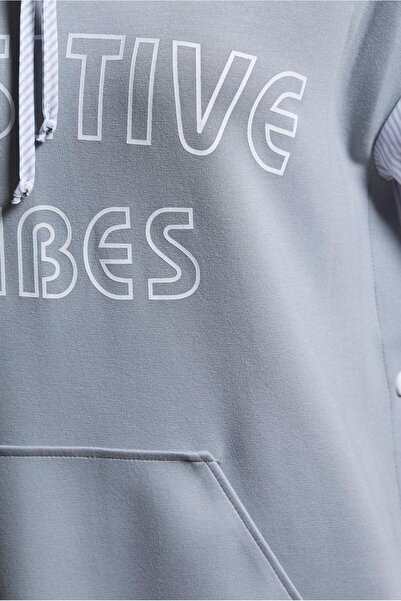 Alvina 44620 Model Hooded Striped Tracksuit Tunic