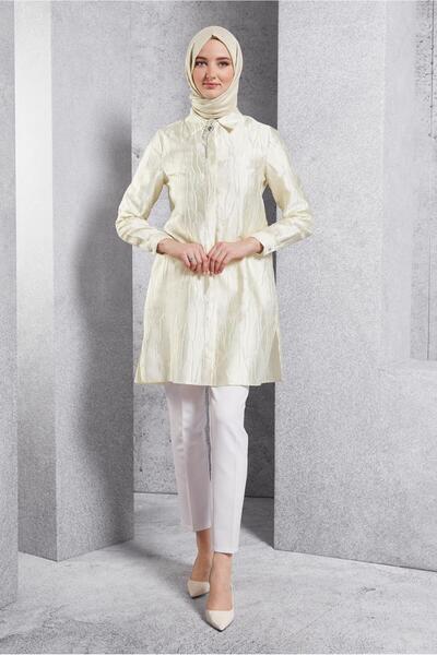 Alvina 44737 Model Jacquard Tunic with Brooch