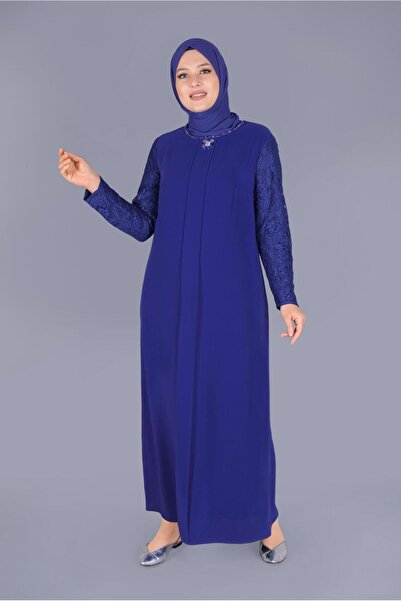 Alvina DANTELLİ YAKASI TAŞLI ELBİSE 20024