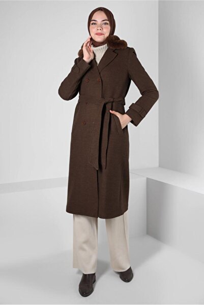 Alvina Fur-Detailled Belted Coat 90414