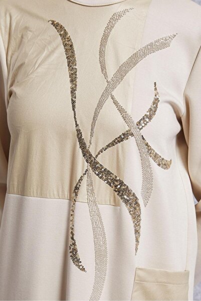 Alvina 45058 Model Hijab Dress - Stone Printed