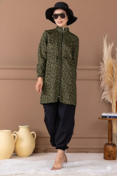 Vivezza Σετ μαγιό Hijab με μοτίβο λεοπάρ και τσάντα δώρο