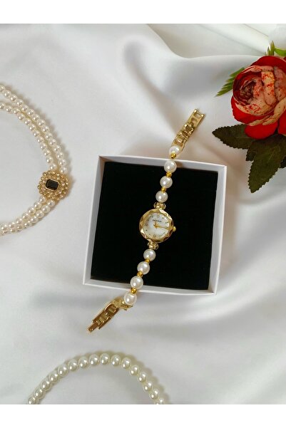 chaoyada Zarif Inci Gold Vintage Saat Özel Kutuda Hediye