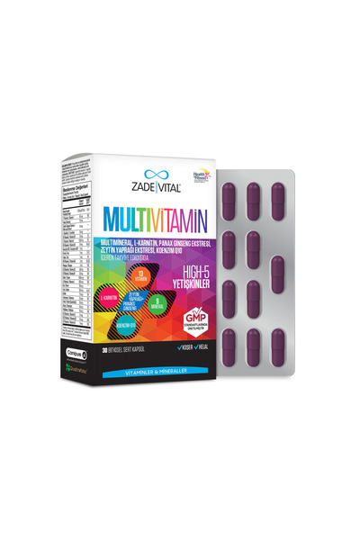 Zade Vital Multivitamin 30 Capsules Containing 13 Vitamins and 9 Minerals
