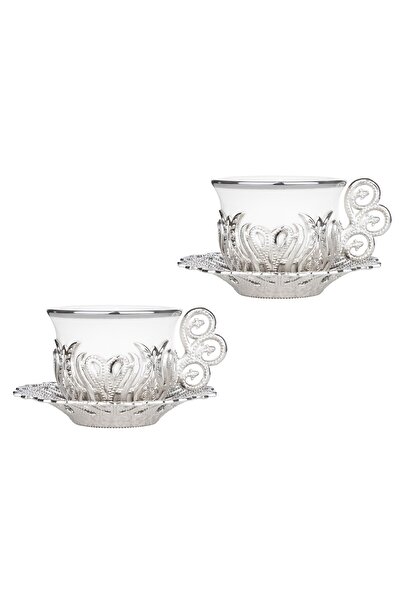 KT HOME مجموعة تقديم القهوة التركية مكونة من قطعتين - كوب قهوة من المعدن والب...