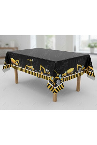 VELONZAL İnşaat temalı Kullan At Plastik Masa Örtüsü-Doğum Günü-Kutlama-Parti...