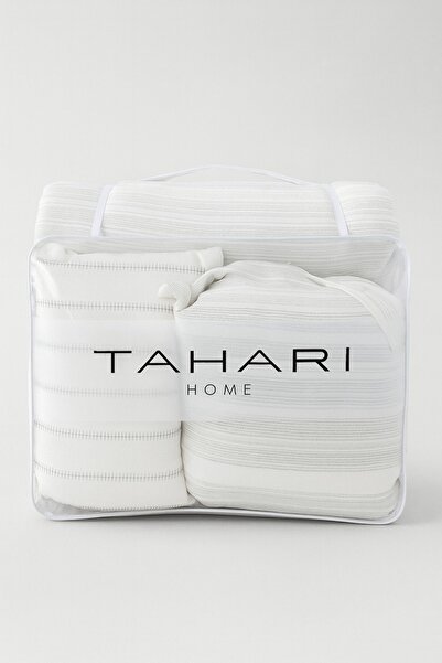 Bee Home Bed and Bath Varigated Stripe blue King Duvet Set 8 piece , 100% Cotton Comforter, King Bedding | Black Friday