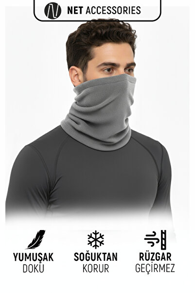 Net Tekstil Gray Color Thermal Polar Cold-Proof Neck Collar Unisex Cotton Winter