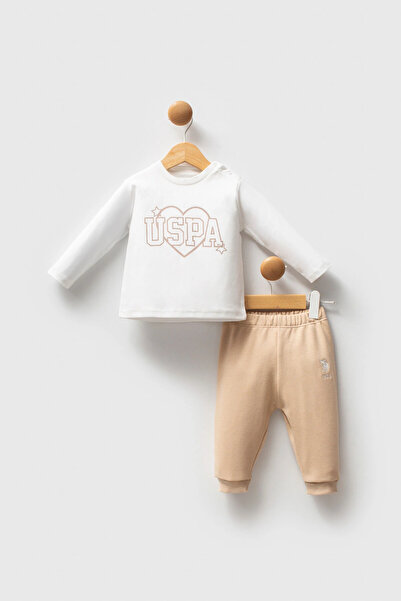 U.S. Polo Assn. U.S.Polo Assn Baby Girl 3-Piece Set - Beige
