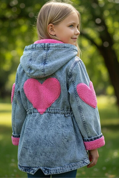 ELAFOR Дівчача з серцем Welsoft плюшева зимова джинсова куртка/джинсова куртка - сезонна - святкова