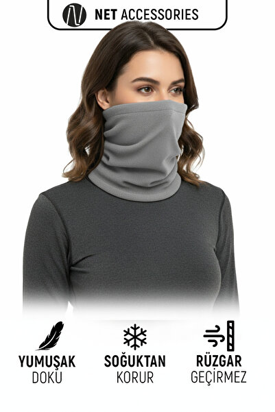 Net Tekstil Gray Color Thermal Polar Cold-Proof Neck Collar Unisex Cotton Winter