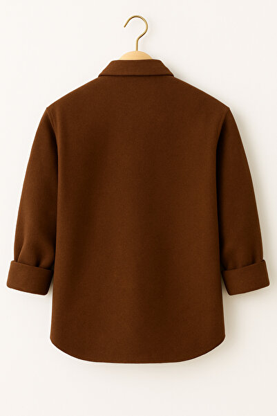 mavisima erkek giyimi Férfi barna, kasmír favágó stílusú ingkabát – kényelmes szabású, új szezon téli divattrend