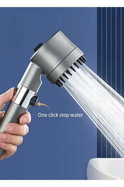 Fabrilux Cap de duș cu 3 funcții, buton de oprire a apei, design modern 26x8cm