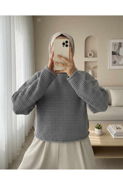 Modamorfo В'язаний светр з круглим коміром - сірий