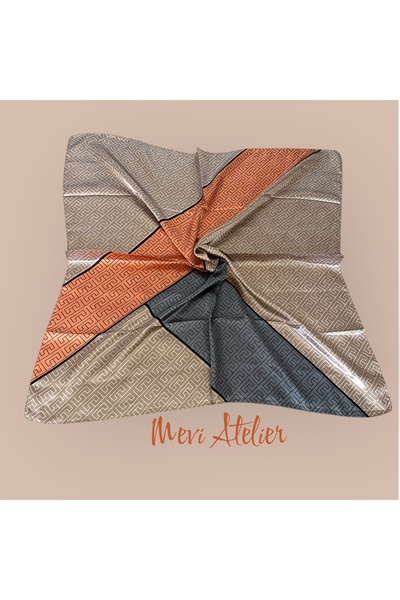 Mevi Atelier وشاح منقوش ملون 90 × 90