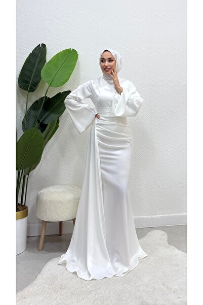 modasusev Ισπανικό βραδινό φόρεμα με σατέν μανίκι