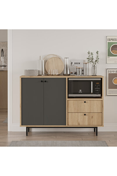 Yurupa Latte Serisi Kahve Köşesi Çok Amaçlı Dolap Mutfak Dolabı Sepet-Antrasit LAT2-SA