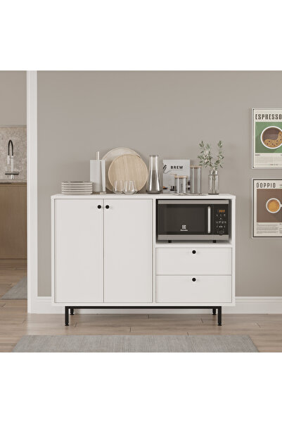 Yurupa Latte Serisi Kahve Köşesi Çok Amaçlı Dolap Mutfak Dolabı Beyaz LAT2-W