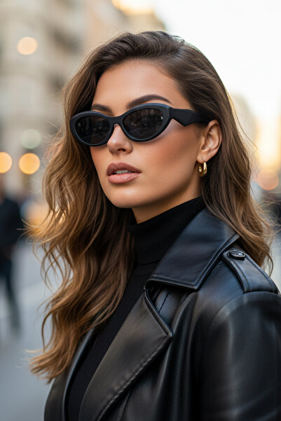 Kapin Pra Çekik Çerçeve Mat Detaylı Siyah Cam Güneş Gözlüğü