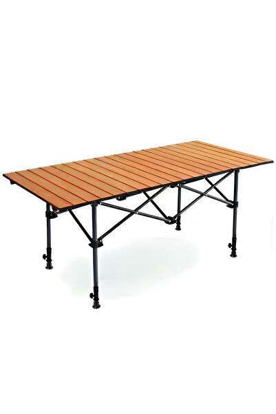 Taimi طاولة تخييم محمولة وخفيفة الوزن، طاولة ألومنيوم قابلة للطي، لون بني - م...