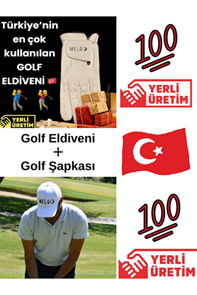 melgo Golf eldiveni (Erkek Small) + Golf Şapkası (Beyaz)