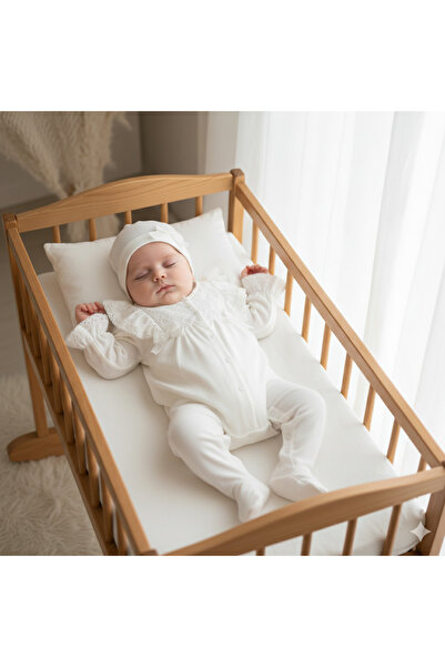 Miniday Baby بدلة طفلة مولودة حديثًا مع قبعة ودانتيل