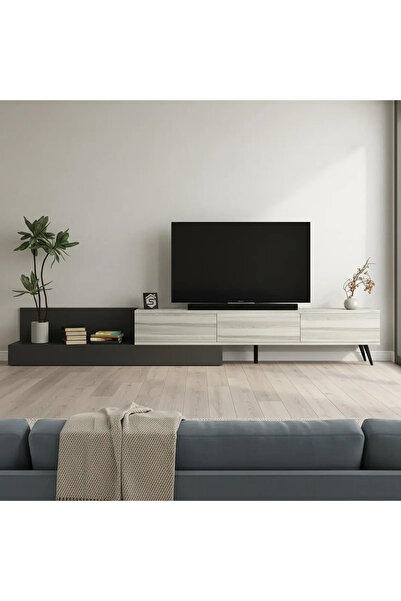 Stylish Home Coffee and TV Table Set in White and Grey - SH55