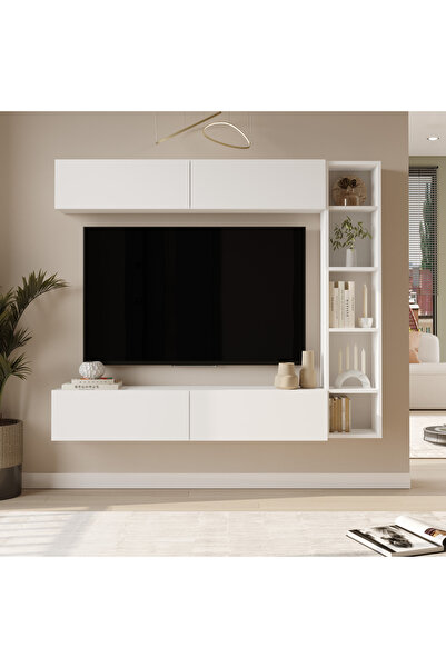 Yurupa Nasser Tv Ünitesi Kitaplık Duvara Monte Beyaz NAS1-W