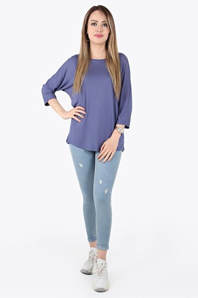 Mckanzie 1416-Y Elbow Sleeve Straight Blouse