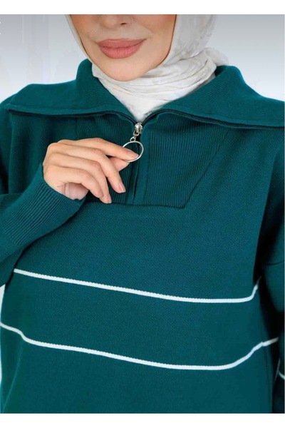 semela Zipped Stand-Up Collar Knitwear Suit with Pants