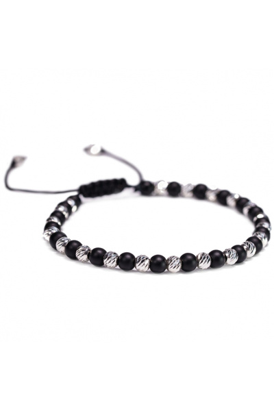 MANAVA Bracelet with 22 925 Silver and Matte Onyx Balls