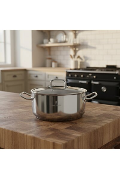 Sofram Atlas Steel Turkish Cooking Pot with Glass Lid, 20 cm