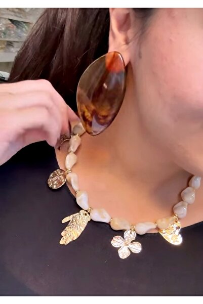 mos&more Brand Model, Large Brown Resin Lightweight Women's Earrings