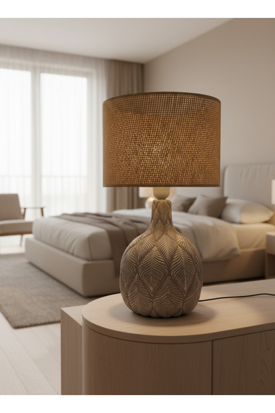 Otti Otte LightLeaves Saman Rengi Hasır Başlıklı Modern Masa Lambası Abajur