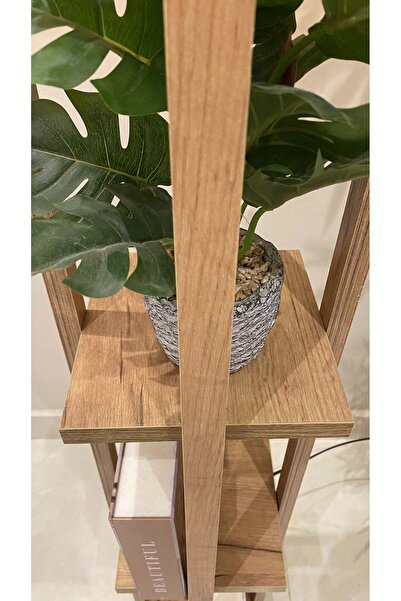 Turkish Home Floor lamp with shelves – in wood color – 145 cm