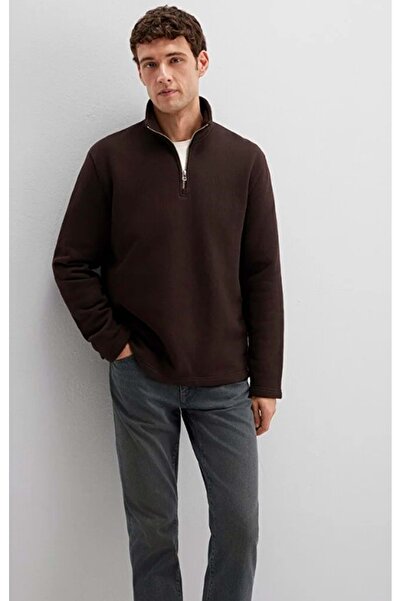 Mavi 0S10519 Half Zipper Men's Sweatshirt Brown