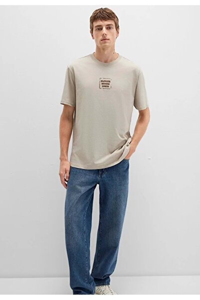 Mavi 0612837 Printed Printed T-Shirt Men's T-Shirt Beige