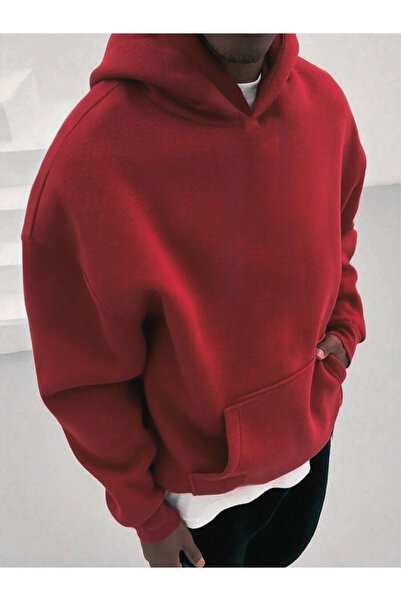 Relax family xf Men's Solid Color Hooded Sweatshirt Oversize Cotton Lined 3 Thread Winter Anti-Pilling