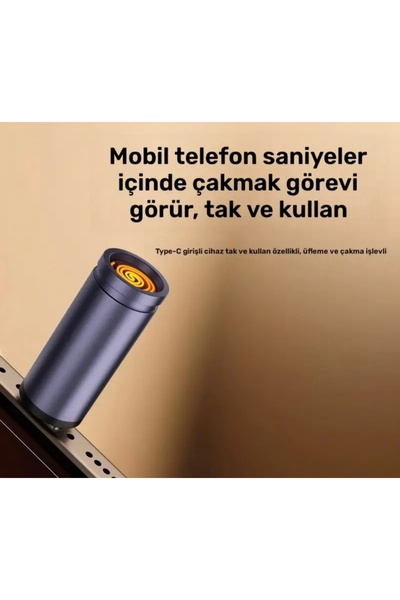 DefneAtes Type-C Çakmak, Araç ve Akıllı Telefon Çakmak, Gümüş