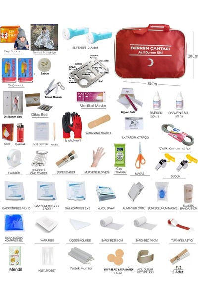 Doğal Eczane Deprem Çantası Ilkyardım Seti Iki Kişilik Uzman Deprem Çantası 58 Ürün 102 Parça Hayatta Kalma Seti