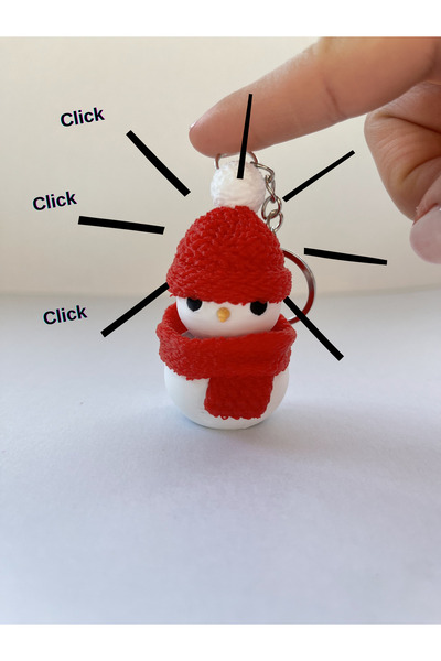 Alseka Snowman Click Keychain – Fidget Toy, 3D Printing, Textured Beanie & Sc...