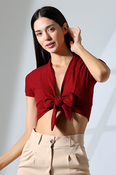 Şiir Rocha Kadın Slim Fit Yumuşak Dokulu Önden Bağlamalı Bluz & Hırka & Boler...