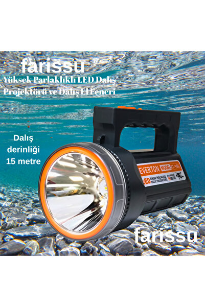 farissu RT-996 50W Yüksek Parlaklıklı LED Dalış Projektörü ve Dalış El Feneri